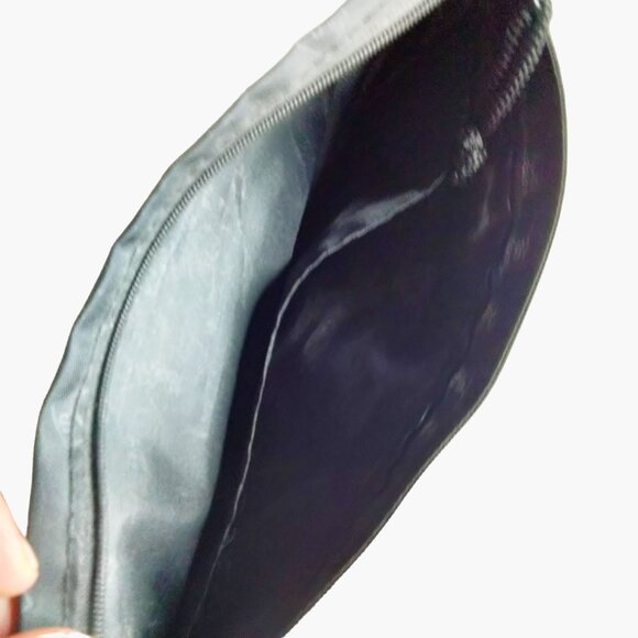 Staples Pencil Case Black Nylon Zippered Utility Pouch 2 Compartment Grommets - Picture 3 of 5